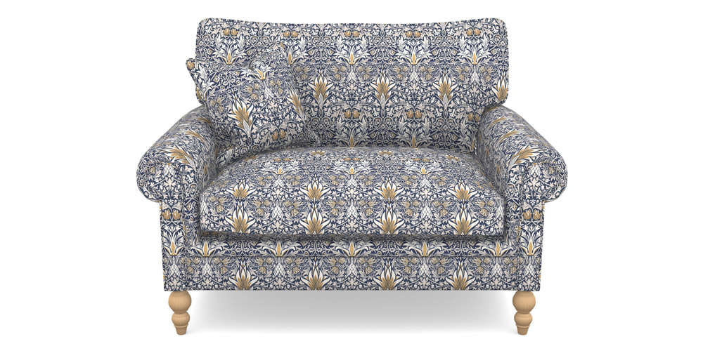 Product photograph of Aldingbourne Snuggler In William Morris Collection - Snakeshead - Indigo Hemp from Sofas and Stuff Limited