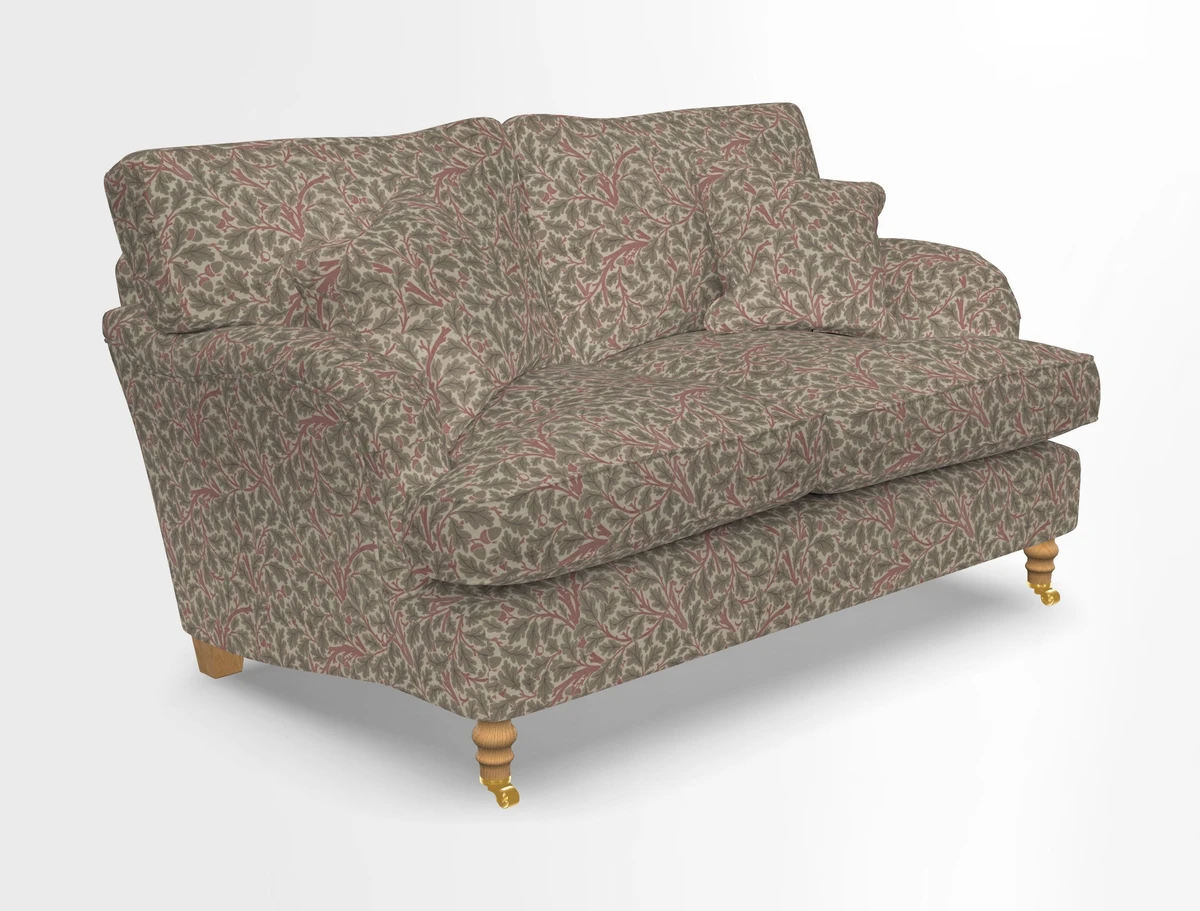 Alwinton 3 seater sofa in Ettas Stripe Moss with bolster cushion in Almost Plain Velvet Harvest