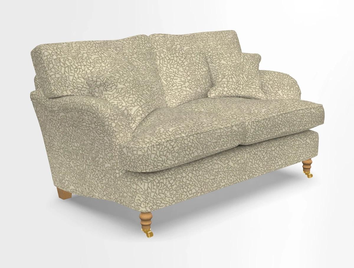 Alwinton 3 seater sofa in Ettas Stripe Moss with bolster cushion in Almost Plain Velvet Harvest