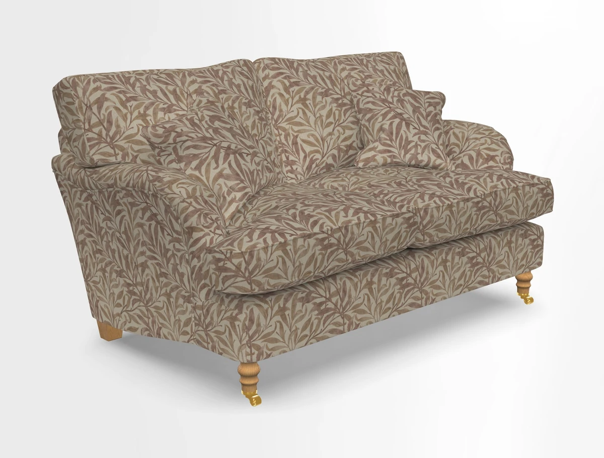 Alwinton 3 seater sofa in Ettas Stripe Moss with bolster cushion in Almost Plain Velvet Harvest