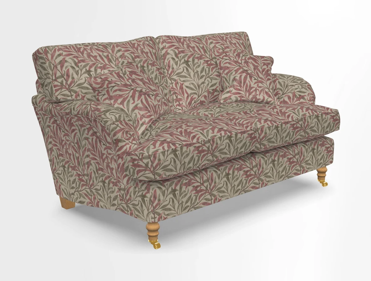 Alwinton 3 seater sofa in Ettas Stripe Moss with bolster cushion in Almost Plain Velvet Harvest