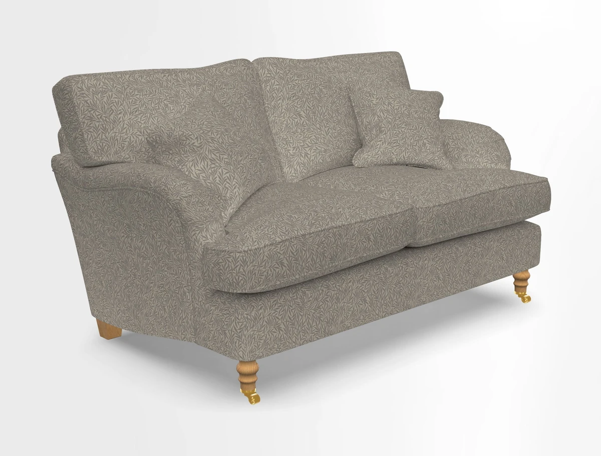 Alwinton 3 seater sofa in Ettas Stripe Moss with bolster cushion in Almost Plain Velvet Harvest