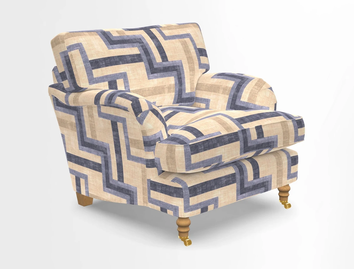 Alwinton chair in Linwood Tango Velvet Sapphire