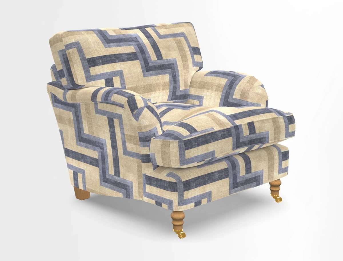 Alwinton chair in Linwood Tango Velvet Sapphire