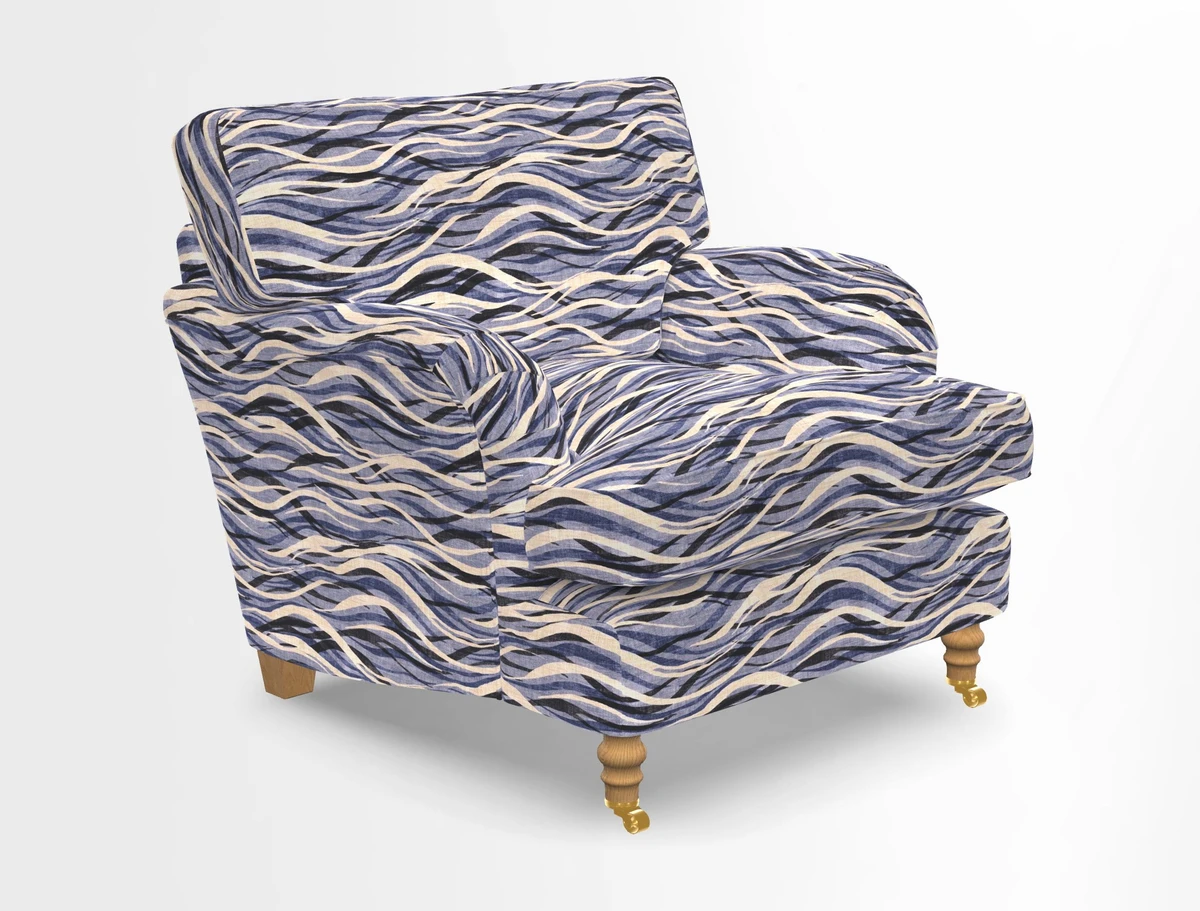 Alwinton chair in Linwood Tango Velvet Sapphire
