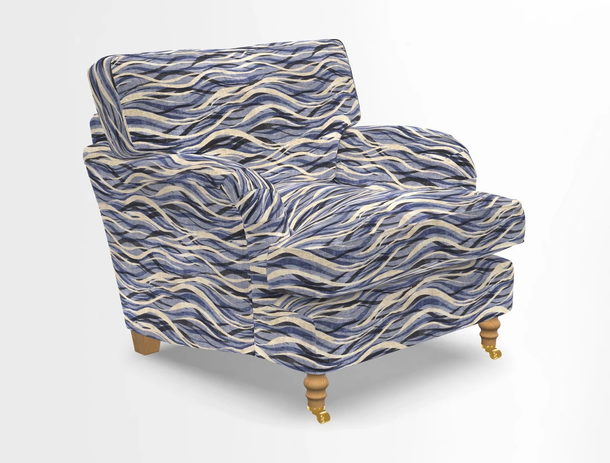 Alwinton chair in Linwood Tango Velvet Sapphire