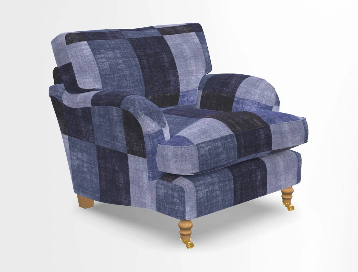 Alwinton chair in Linwood Tango Velvet Sapphire