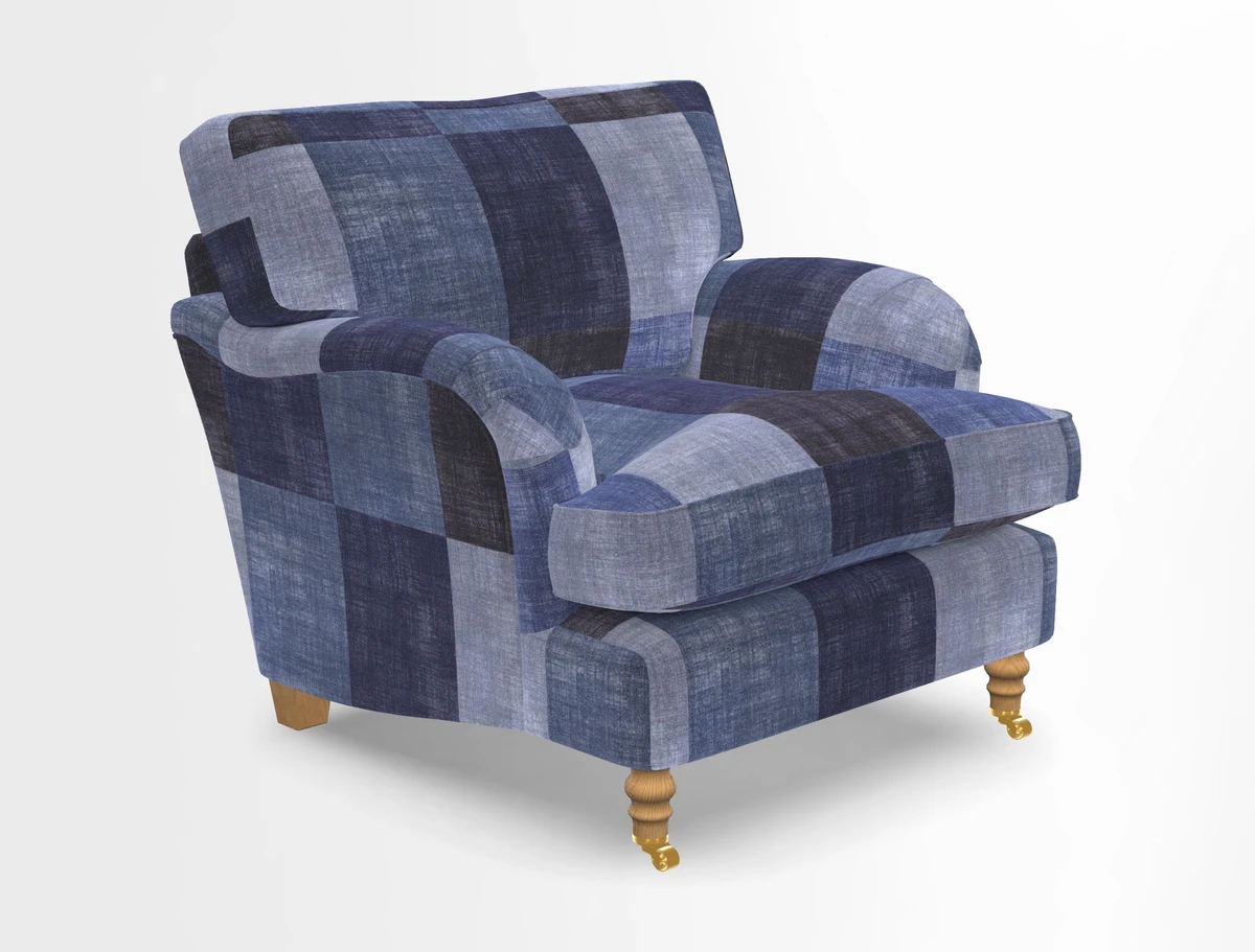 Alwinton chair in Linwood Tango Velvet Sapphire