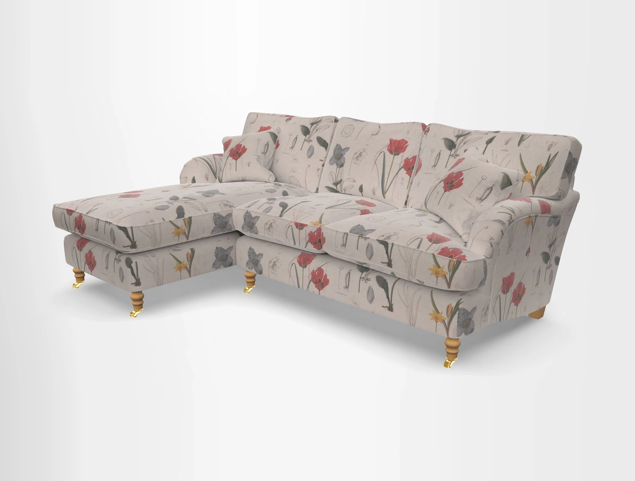 Alwinton chaise LHF in Floral Linen Lela Mystery