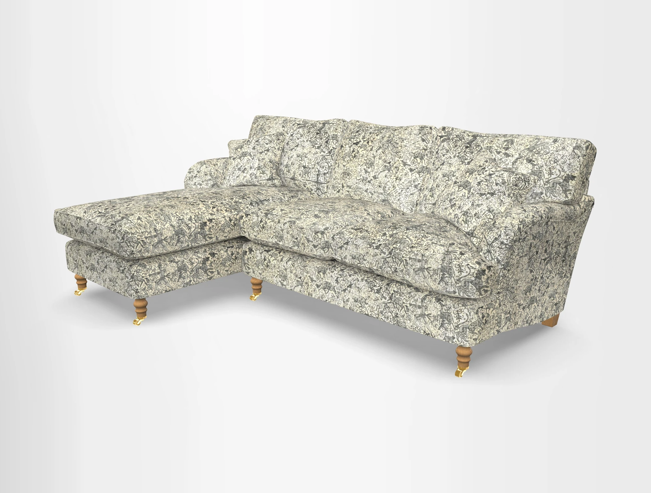 Alwinton chaise LHF in Floral Linen Lela Mystery
