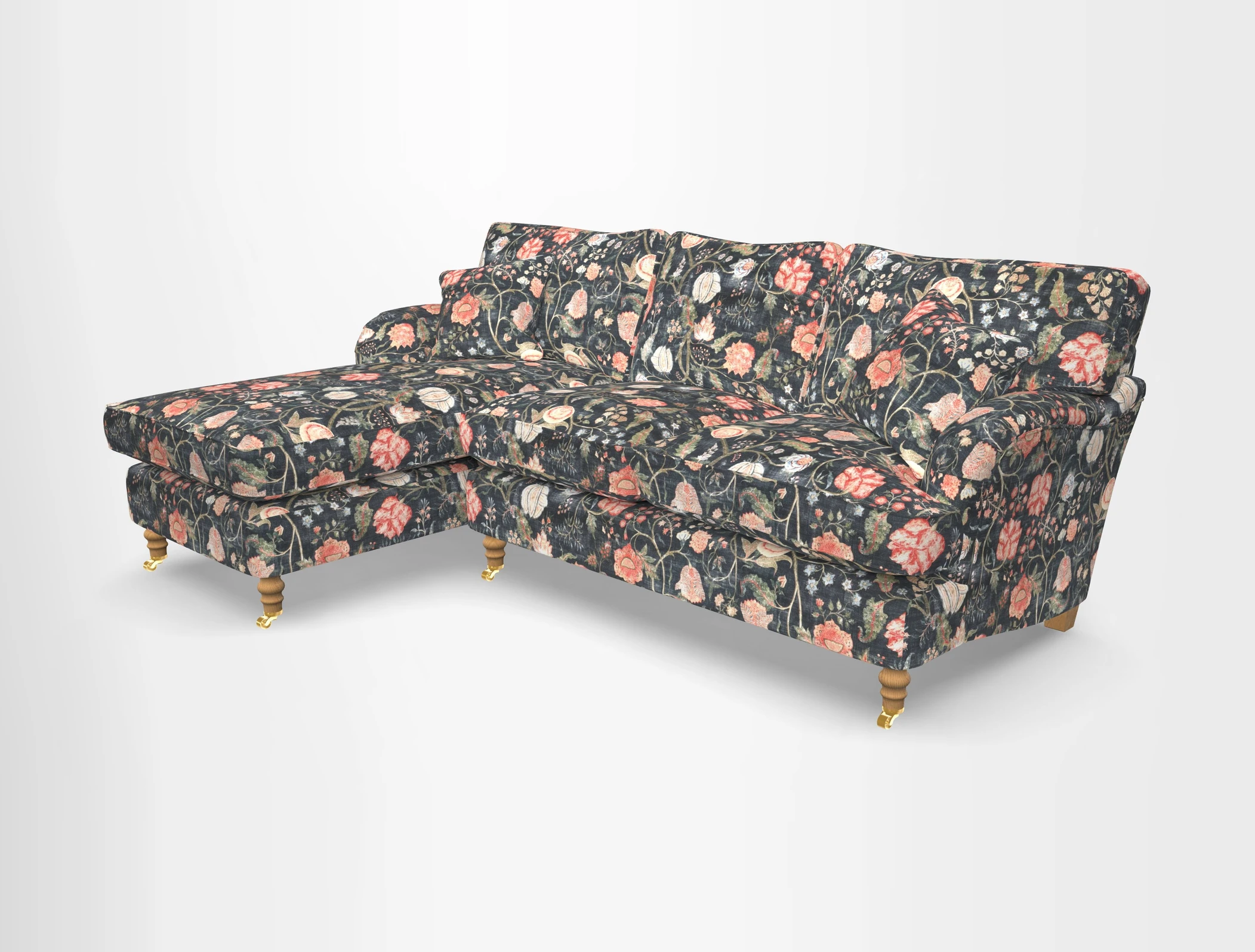 Alwinton chaise LHF in Floral Linen Lela Mystery