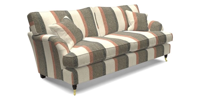 Alwinton 3 Seater Sofa in RHS Collection on Velvet William Hooker with Fringe in Sophie Bullion Viridian and Bedham Footstool in RHS Gertrude Jekyll Lattice Green