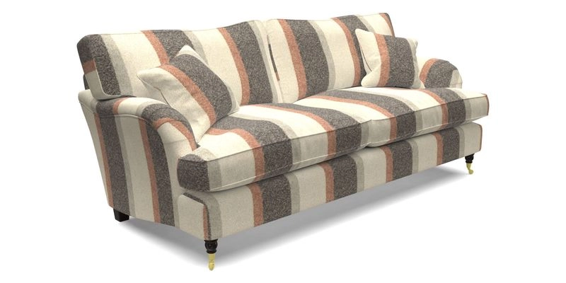 Alwinton 3 Seater Sofa in RHS Collection on Velvet William Hooker with Fringe in Sophie Bullion Viridian and Bedham Footstool in RHS Gertrude Jekyll Lattice Green