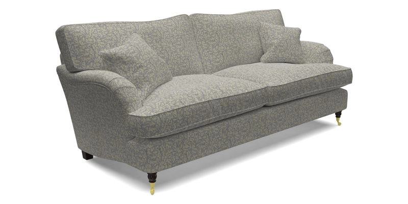Alwinton 3 Seater Sofa in Ettas Stripe Moss with bolster cushion in Almost Plain Velvet Harvest