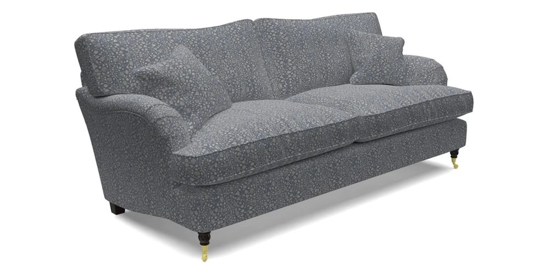 Alwinton 3 Seater Sofa in Ettas Stripe Moss with bolster cushion in Almost Plain Velvet Harvest