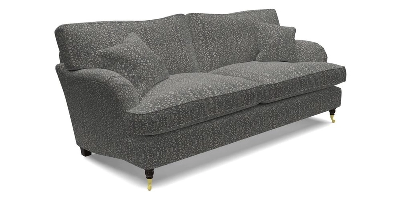 Alwinton 3 Seater Sofa in Ettas Stripe Moss with bolster cushion in Almost Plain Velvet Harvest
