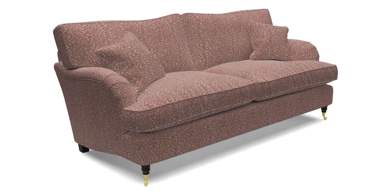 Alwinton 3 Seater Sofa in Ettas Stripe Moss with bolster cushion in Almost Plain Velvet Harvest