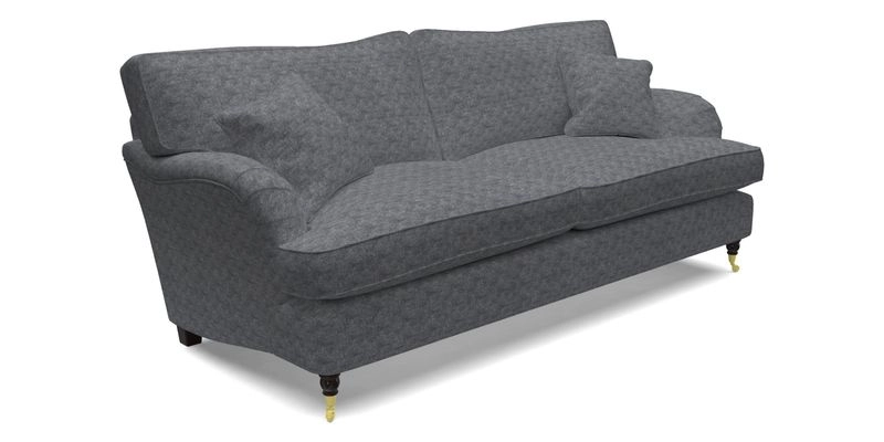 Alwinton 3 Seater Sofa in Ettas Stripe Moss with bolster cushion in Almost Plain Velvet Harvest