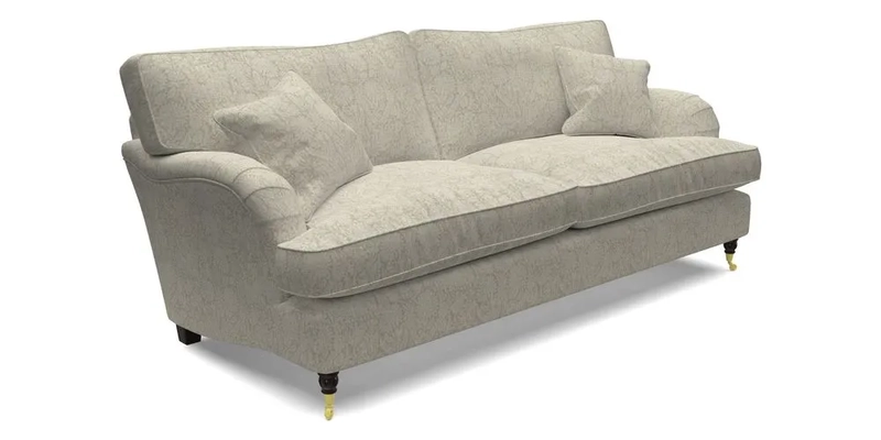 Alwinton 3 Seater Sofa in Ettas Stripe Moss with bolster cushion in Almost Plain Velvet Harvest