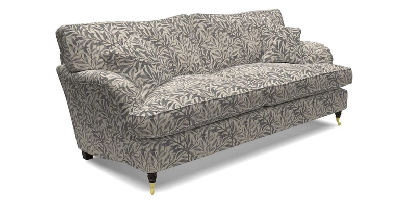 Alwinton 3 Seater Sofa in Ettas Stripe Moss with bolster cushion in Almost Plain Velvet Harvest
