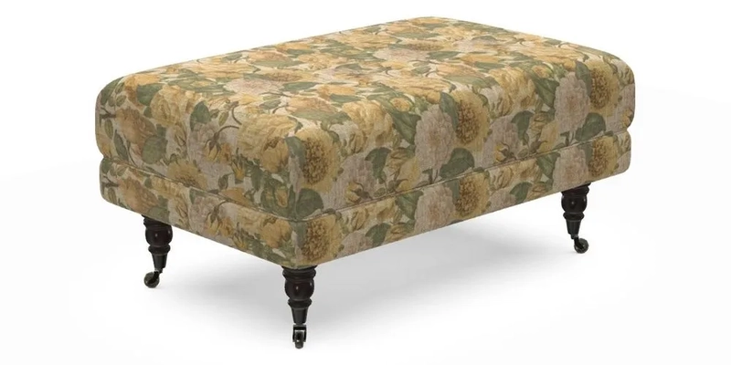 Alwinton Small Footstool In Bluebellgray Petite Mode & Haresfield 2.5 seater sofa In Linwood Omega Velvet 25 Pink