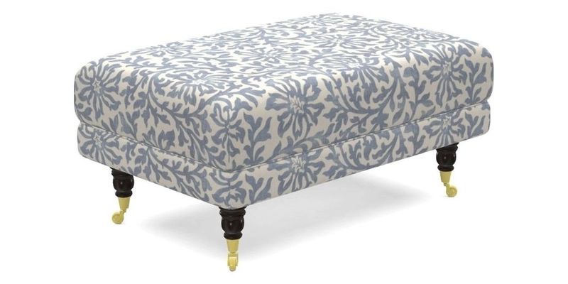 Alwinton Small Footstool In Bluebellgray Petite Mode & Haresfield 2.5 seater sofa In Linwood Omega Velvet 25 Pink