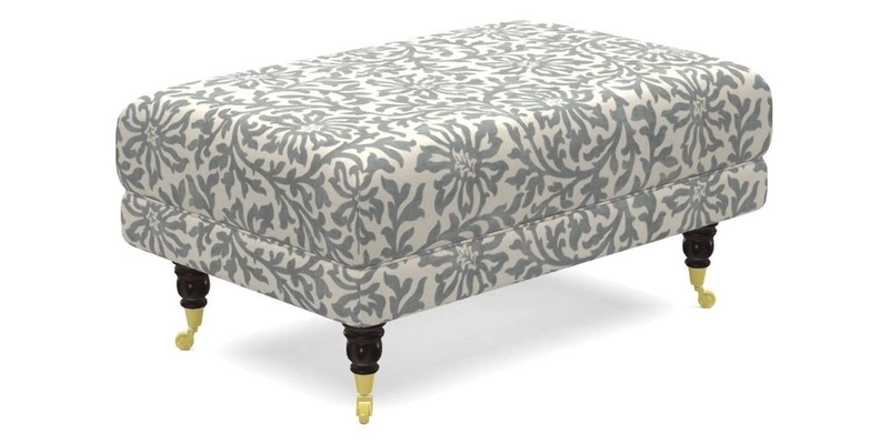 Alwinton Small Footstool In Bluebellgray Petite Mode & Haresfield 2.5 seater sofa In Linwood Omega Velvet 25 Pink