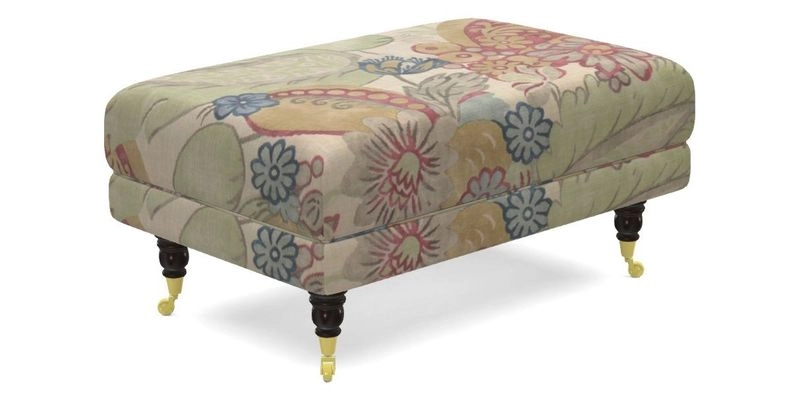 Alwinton Small Footstool In Bluebellgray Petite Mode & Haresfield 2.5 seater sofa In Linwood Omega Velvet 25 Pink