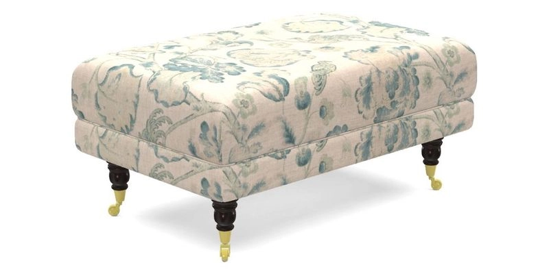 Alwinton Small Footstool In Bluebellgray Petite Mode & Haresfield 2.5 seater sofa In Linwood Omega Velvet 25 Pink