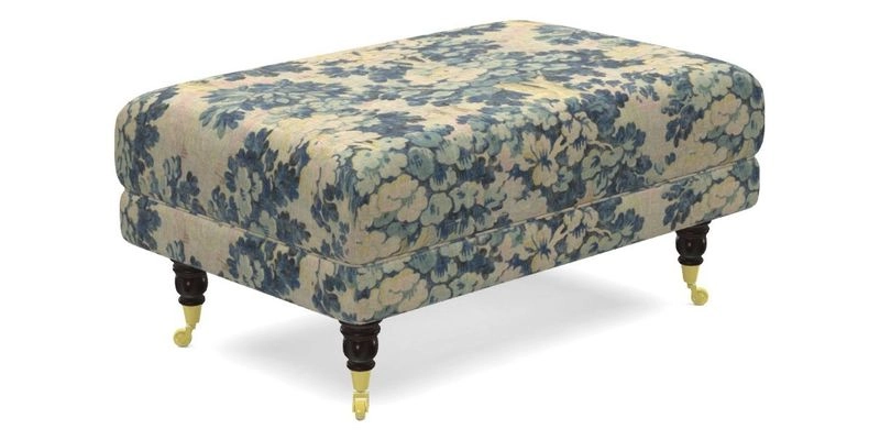 Alwinton Small Footstool In Bluebellgray Petite Mode & Haresfield 2.5 seater sofa In Linwood Omega Velvet 25 Pink