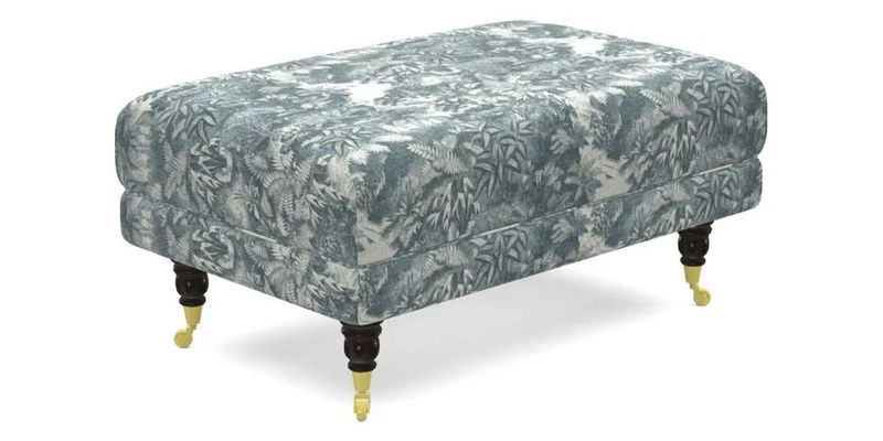 Alwinton Small Footstool In Bluebellgray Petite Mode & Haresfield 2.5 seater sofa In Linwood Omega Velvet 25 Pink