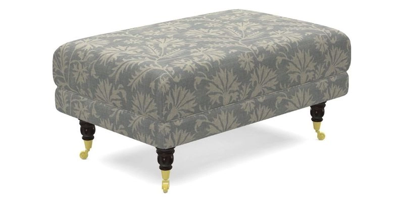 Alwinton Small Footstool In Bluebellgray Petite Mode & Haresfield 2.5 seater sofa In Linwood Omega Velvet 25 Pink