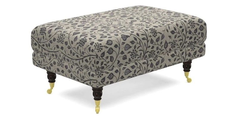 Alwinton Small Footstool In Bluebellgray Petite Mode & Haresfield 2.5 seater sofa In Linwood Omega Velvet 25 Pink