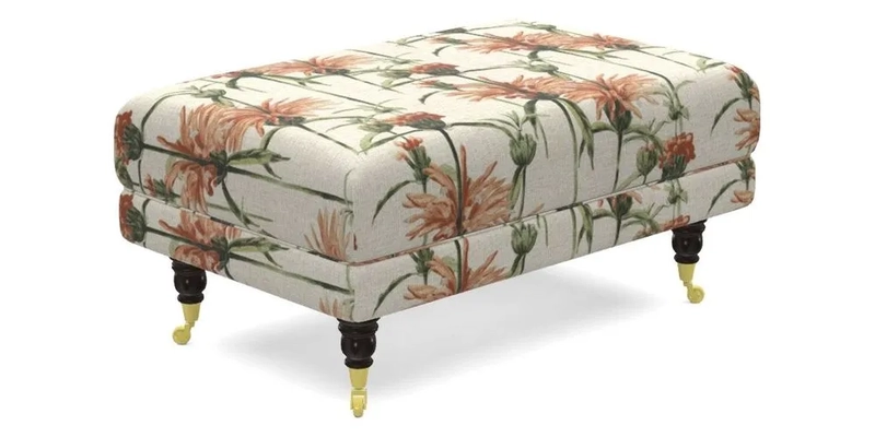 Alwinton Small Footstool In Bluebellgray Petite Mode & Haresfield 2.5 seater sofa In Linwood Omega Velvet 25 Pink