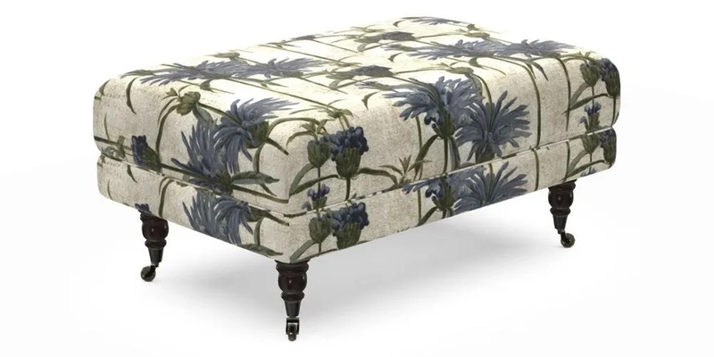 Alwinton Small Footstool In Bluebellgray Petite Mode & Haresfield 2.5 seater sofa In Linwood Omega Velvet 25 Pink