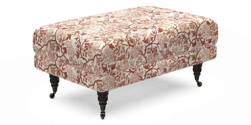 Alwinton Small Footstool In Bluebellgray Petite Mode & Haresfield 2.5 seater sofa In Linwood Omega Velvet 25 Pink
