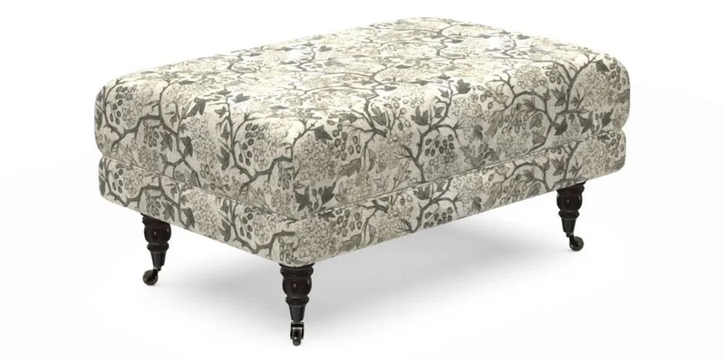 Alwinton Small Footstool In Bluebellgray Petite Mode & Haresfield 2.5 seater sofa In Linwood Omega Velvet 25 Pink