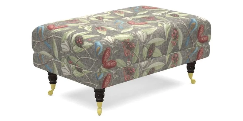 Alwinton Small Footstool In Bluebellgray Petite Mode & Haresfield 2.5 seater sofa In Linwood Omega Velvet 25 Pink