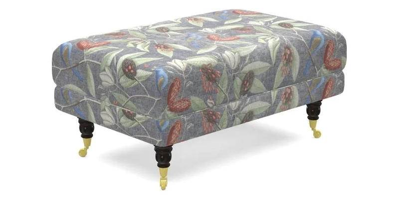 Alwinton Small Footstool In Bluebellgray Petite Mode & Haresfield 2.5 seater sofa In Linwood Omega Velvet 25 Pink