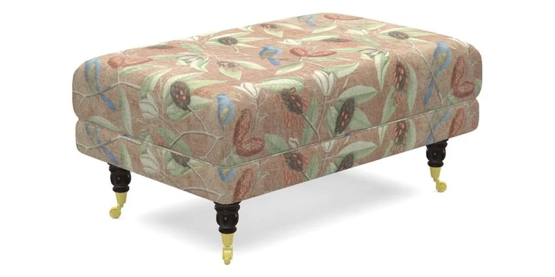 Alwinton Small Footstool In Bluebellgray Petite Mode & Haresfield 2.5 seater sofa In Linwood Omega Velvet 25 Pink