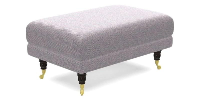 Alwinton Small Footstool In Bluebellgray Petite Mode & Haresfield 2.5 seater sofa In Linwood Omega Velvet 25 Pink