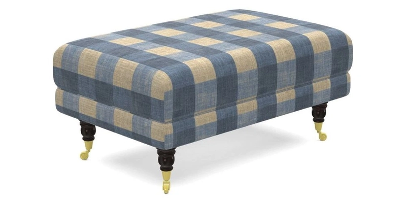 Alwinton Small Footstool In Bluebellgray Petite Mode & Haresfield 2.5 seater sofa In Linwood Omega Velvet 25 Pink