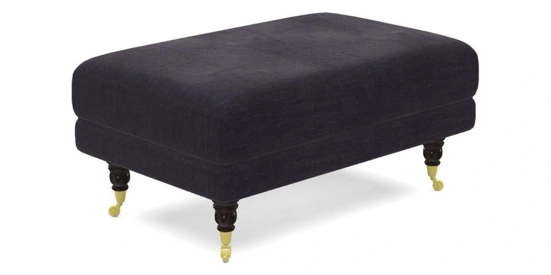 Alwinton Small Footstool In Bluebellgray Petite Mode & Haresfield 2.5 seater sofa In Linwood Omega Velvet 25 Pink