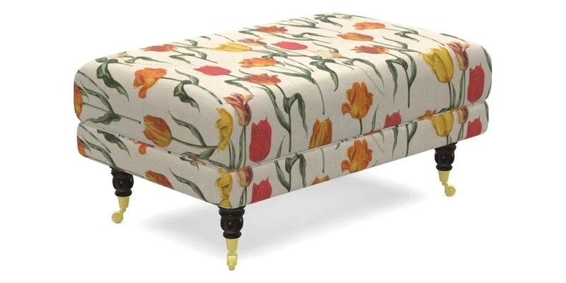 Alwinton Small Footstool In Bluebellgray Petite Mode & Haresfield 2.5 seater sofa In Linwood Omega Velvet 25 Pink