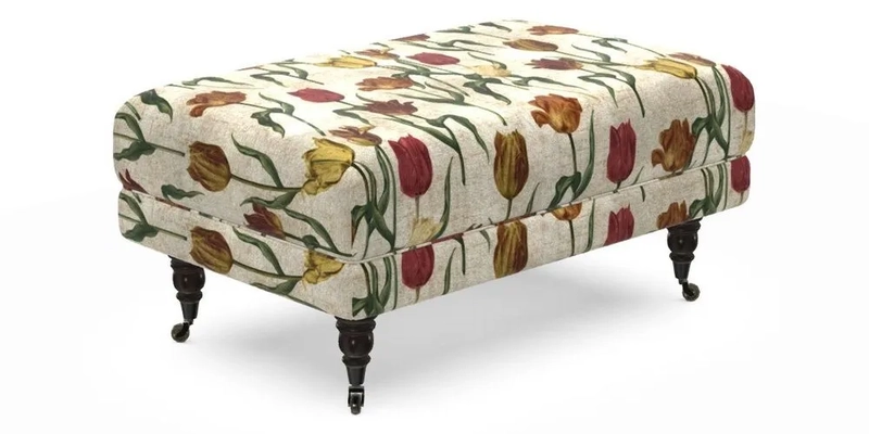 Alwinton Small Footstool In Bluebellgray Petite Mode & Haresfield 2.5 seater sofa In Linwood Omega Velvet 25 Pink