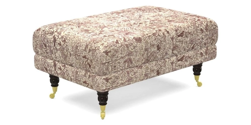 Alwinton Small Footstool In Bluebellgray Petite Mode & Haresfield 2.5 seater sofa In Linwood Omega Velvet 25 Pink