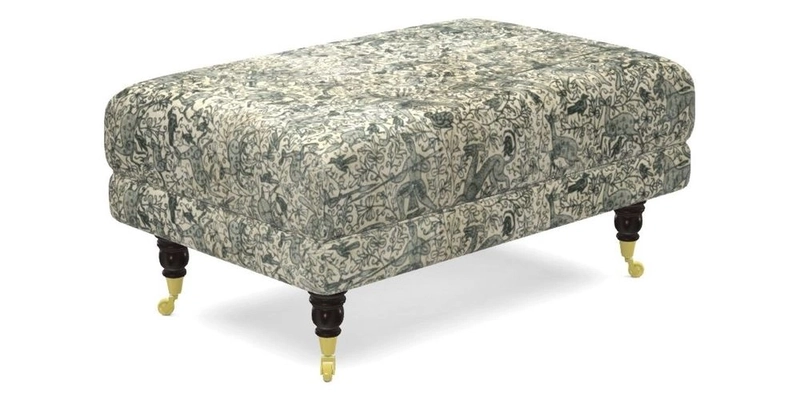 Alwinton Small Footstool In Bluebellgray Petite Mode & Haresfield 2.5 seater sofa In Linwood Omega Velvet 25 Pink