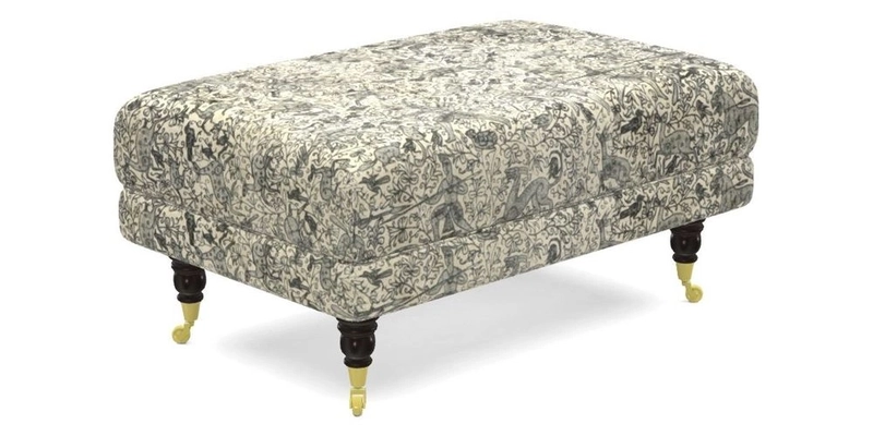 Alwinton Small Footstool In Bluebellgray Petite Mode & Haresfield 2.5 seater sofa In Linwood Omega Velvet 25 Pink