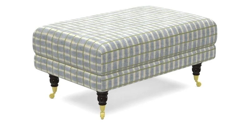 Alwinton Small Footstool In Bluebellgray Petite Mode & Haresfield 2.5 seater sofa In Linwood Omega Velvet 25 Pink