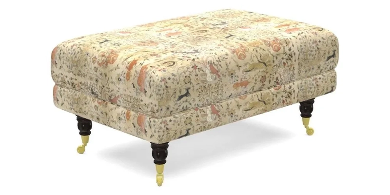 Alwinton Small Footstool In Bluebellgray Petite Mode & Haresfield 2.5 seater sofa In Linwood Omega Velvet 25 Pink